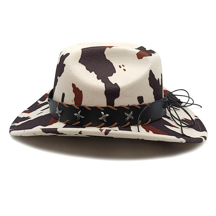 Men's Silver Long Horned Bull Belt Cow Pattern Cowboy Hat - image 2