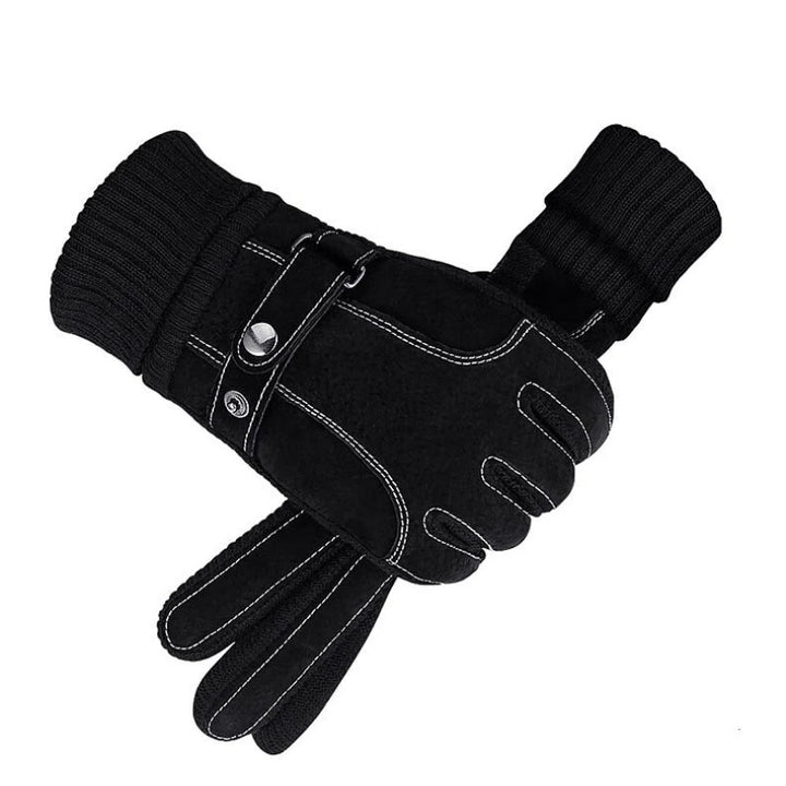 Adjustable Men's Winter Outdoor Fleece Warm Gloves - Black - Adjustable - image 1