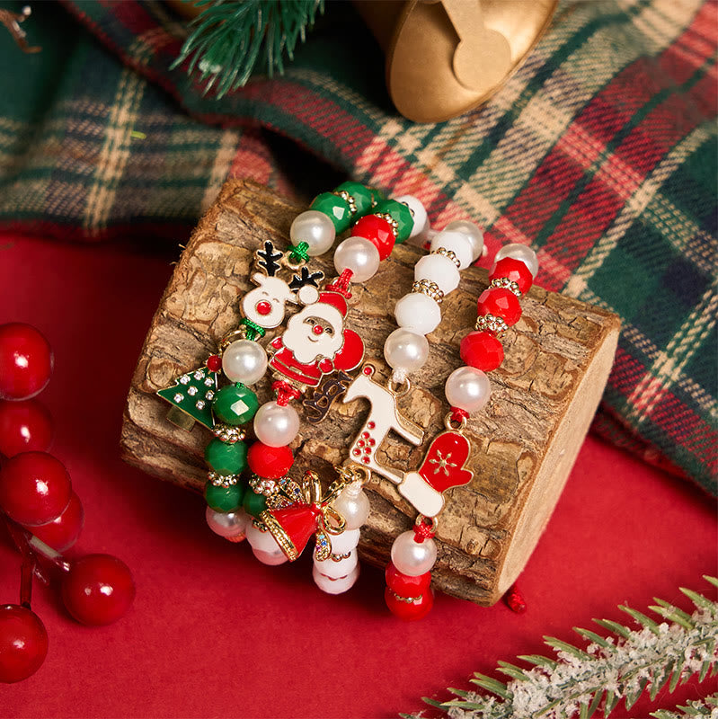 4Pcs Christmas Santa Claus Elk Colorful Bracelet - image 0