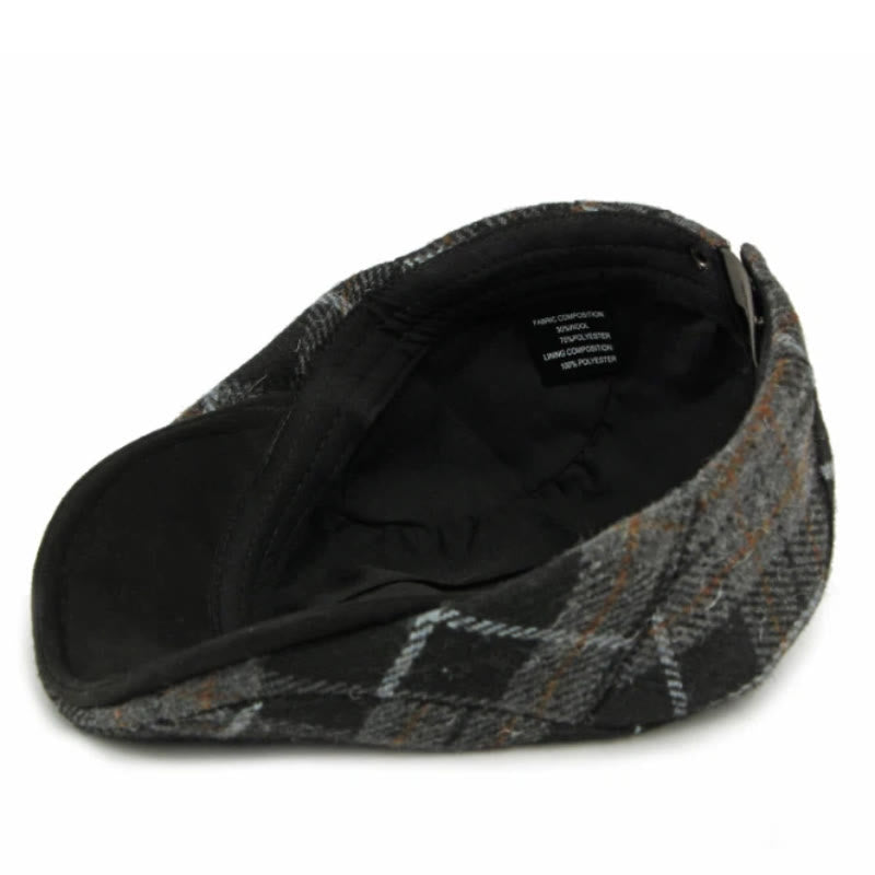 Winter Vintage Plaid Pattern Men's Beret Hat - image 8
