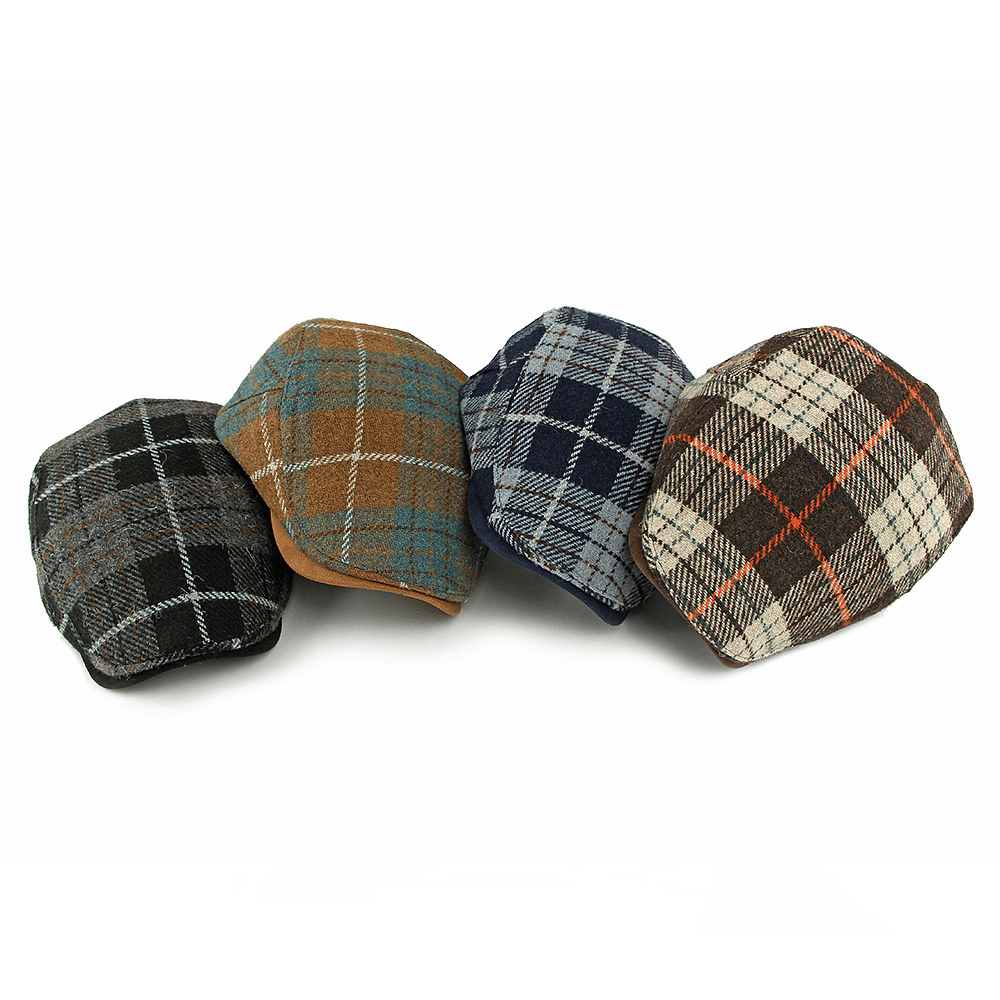 Winter Vintage Plaid Pattern Men's Beret Hat - image 10