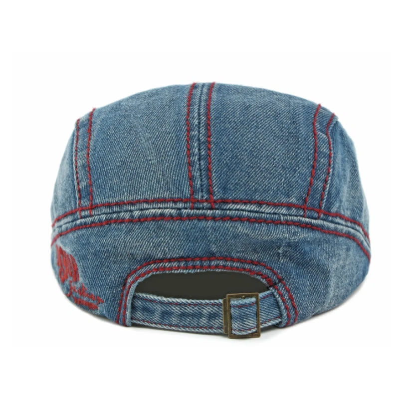Denim Star Embroidered Men's Beret Hat - image 4