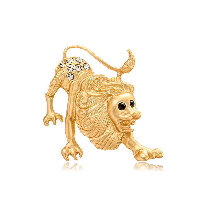 Zodiac Sign Diamond-Embellished Gold Brooch - Leo - image 9