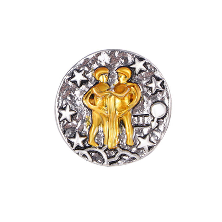 Zodiac Sign Retro Starry Round Alloy Buttons - Gemini - image 4