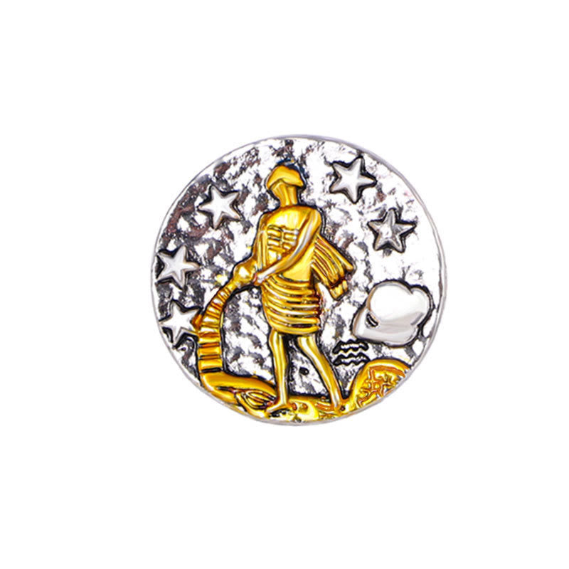 Zodiac Sign Retro Starry Round Alloy Buttons - Aquarius - image 12