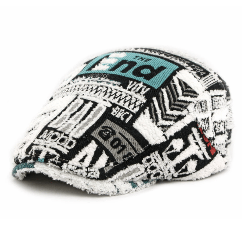 Men's Creative Splicing Printed Hairy Winter Beret Hat - image 2