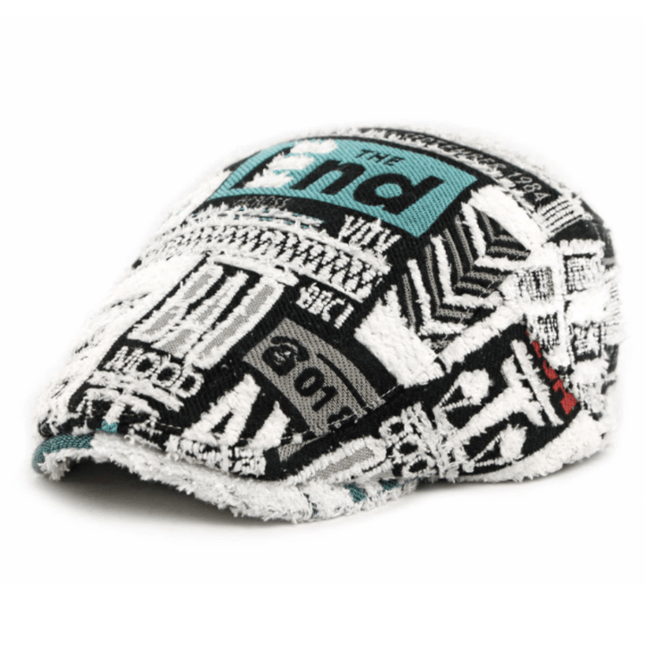 Men's Creative Splicing Printed Hairy Winter Beret Hat - image 2