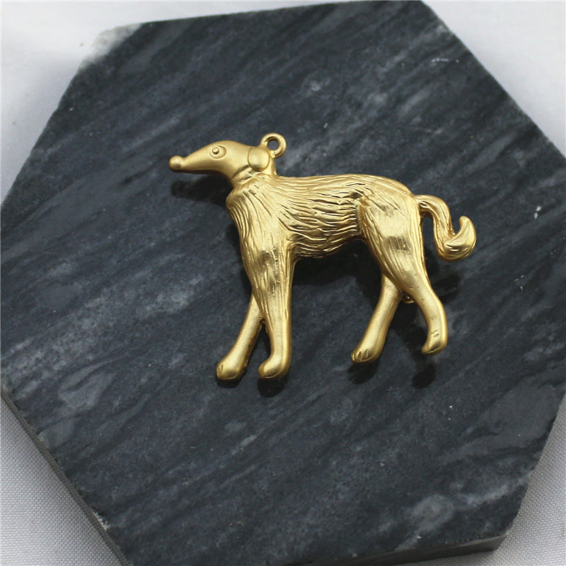 Lady and Hound Gold Chain Brooch - image 3