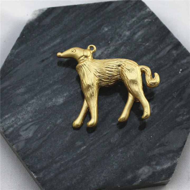 Lady and Hound Gold Chain Brooch - image 3