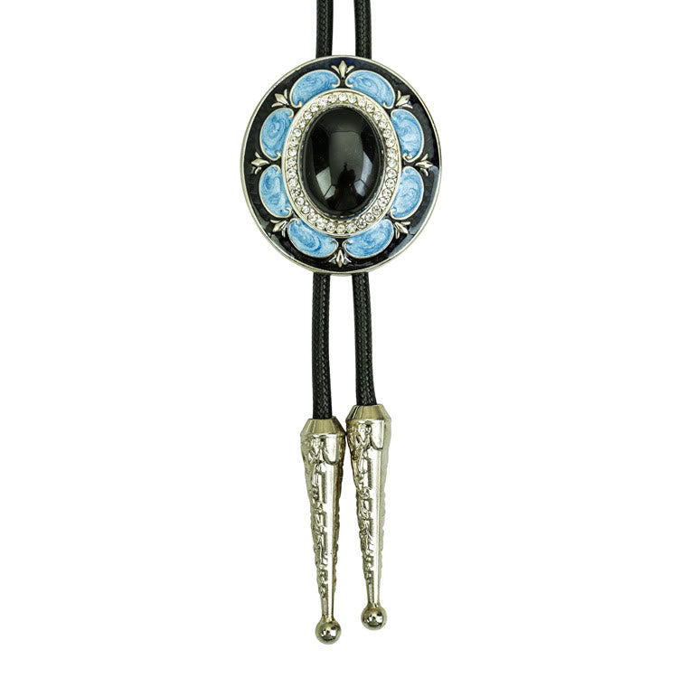 Vintage Onyx and Enamel Bolo Tie - Style #3 - image 4