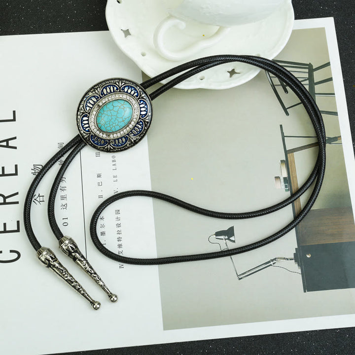 Vintage Onyx and Enamel Bolo Tie - Style #7 - image 9