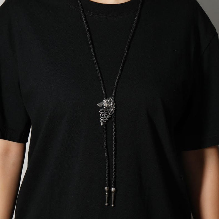Wolf Head Pattern Retro Bolo Tie - image 4