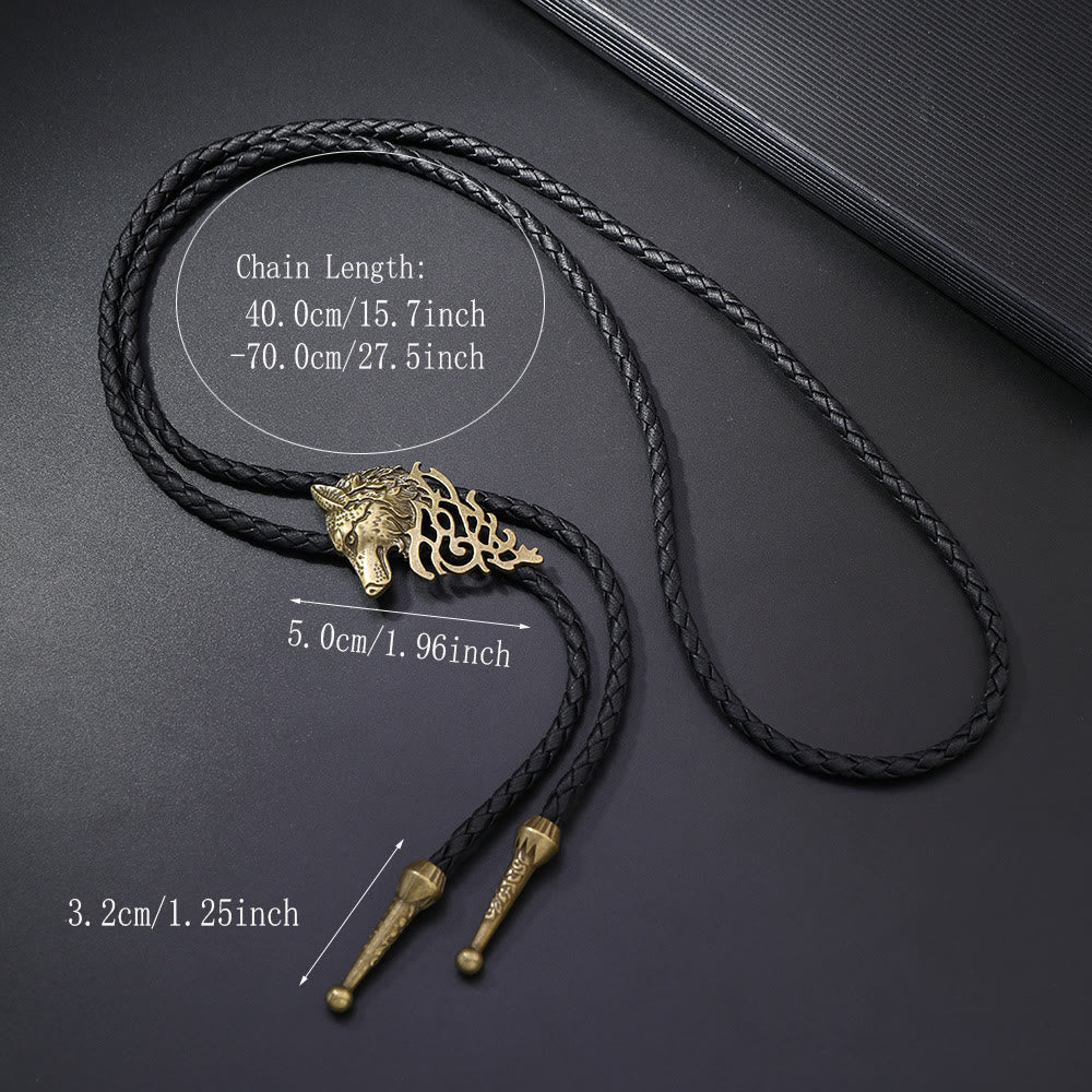 Wolf Head Pattern Retro Bolo Tie - image 2