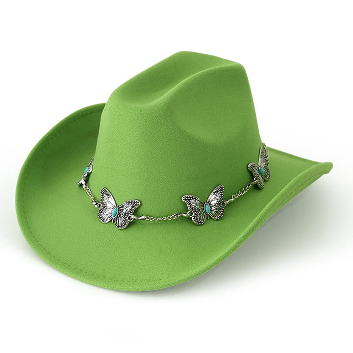 Men's Butterfly Chain Trim Cowboy Hat - Green - M (22"-22 7/8") - image 21