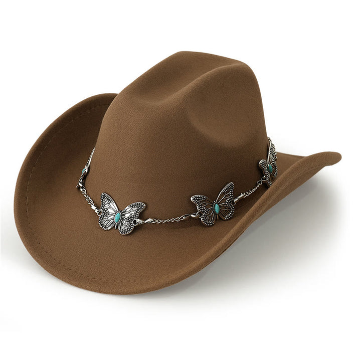 Men's Butterfly Chain Trim Cowboy Hat - Camel - M (22"-22 7/8") - image 18