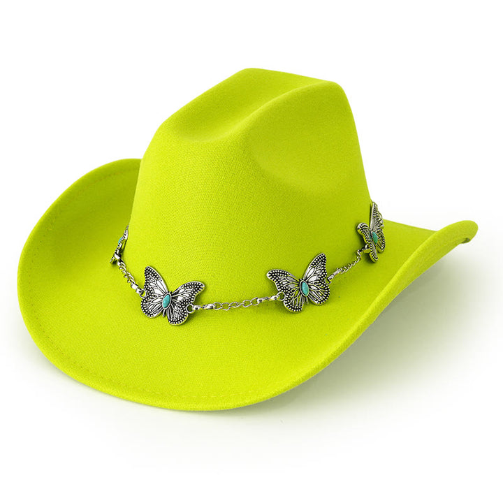 Men's Butterfly Chain Trim Cowboy Hat - Yellow - M (22"-22 7/8") - image 20