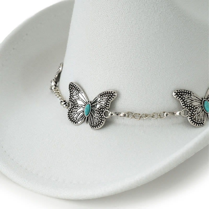 Men's Butterfly Chain Trim Cowboy Hat - image 1