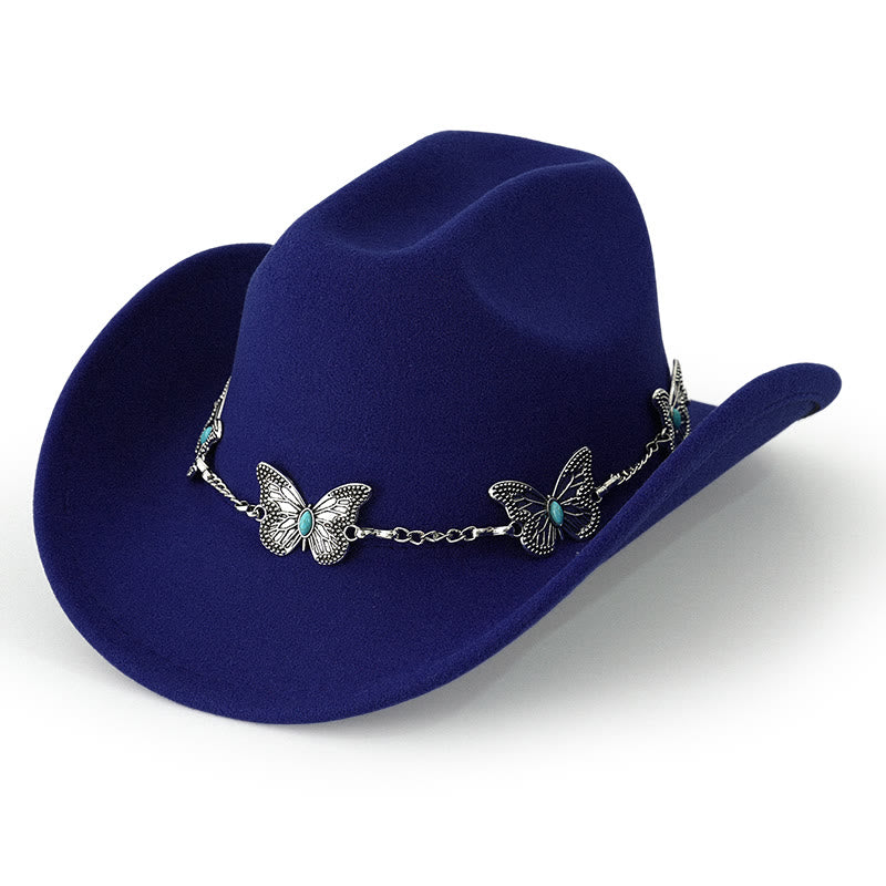 Men's Butterfly Chain Trim Cowboy Hat - Royal Blue - M (22"-22 7/8") - image 16