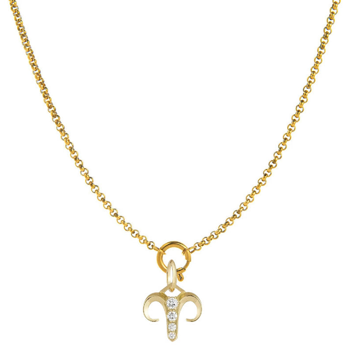 Diamond-Embellished Zodiac Symbol Necklace - Aries - image 1