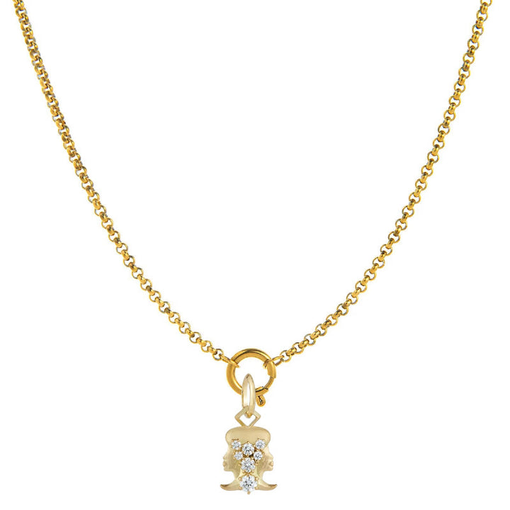 Diamond-Embellished Zodiac Symbol Necklace - Gemini - image 3