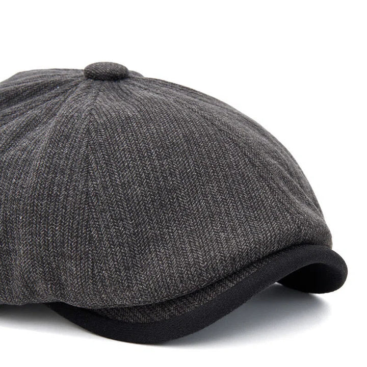 Winter Retro Knit Texture Contrast Brim Men's Beret Hat - image 3