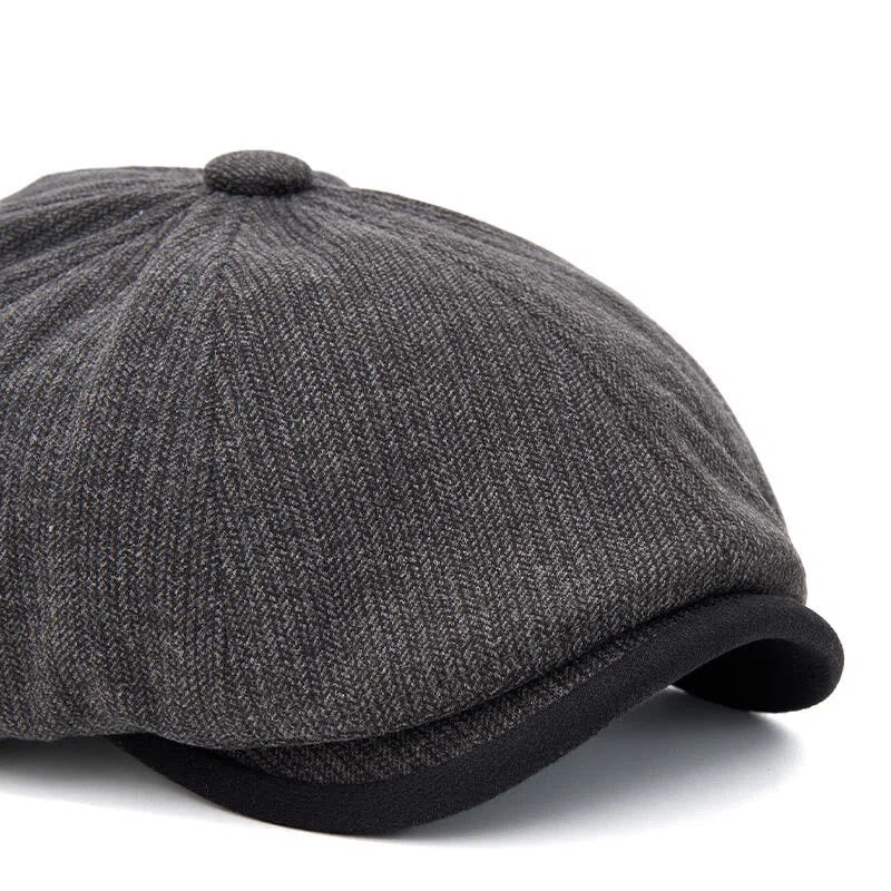 Winter Retro Knit Texture Contrast Brim Men's Beret Hat - image 3