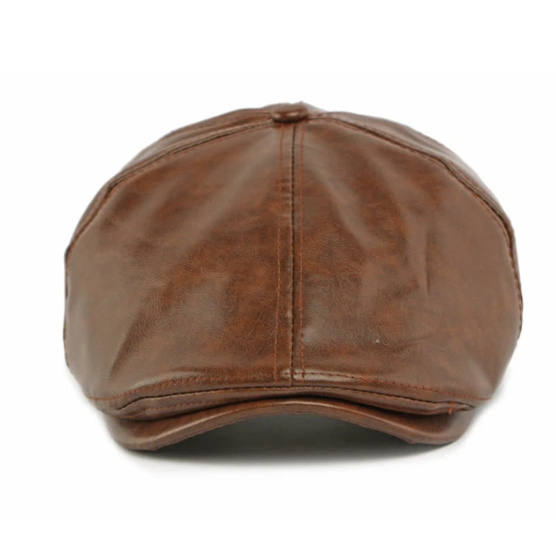 Winter Vintage Faux Leather Men's Beret Hat - image 1