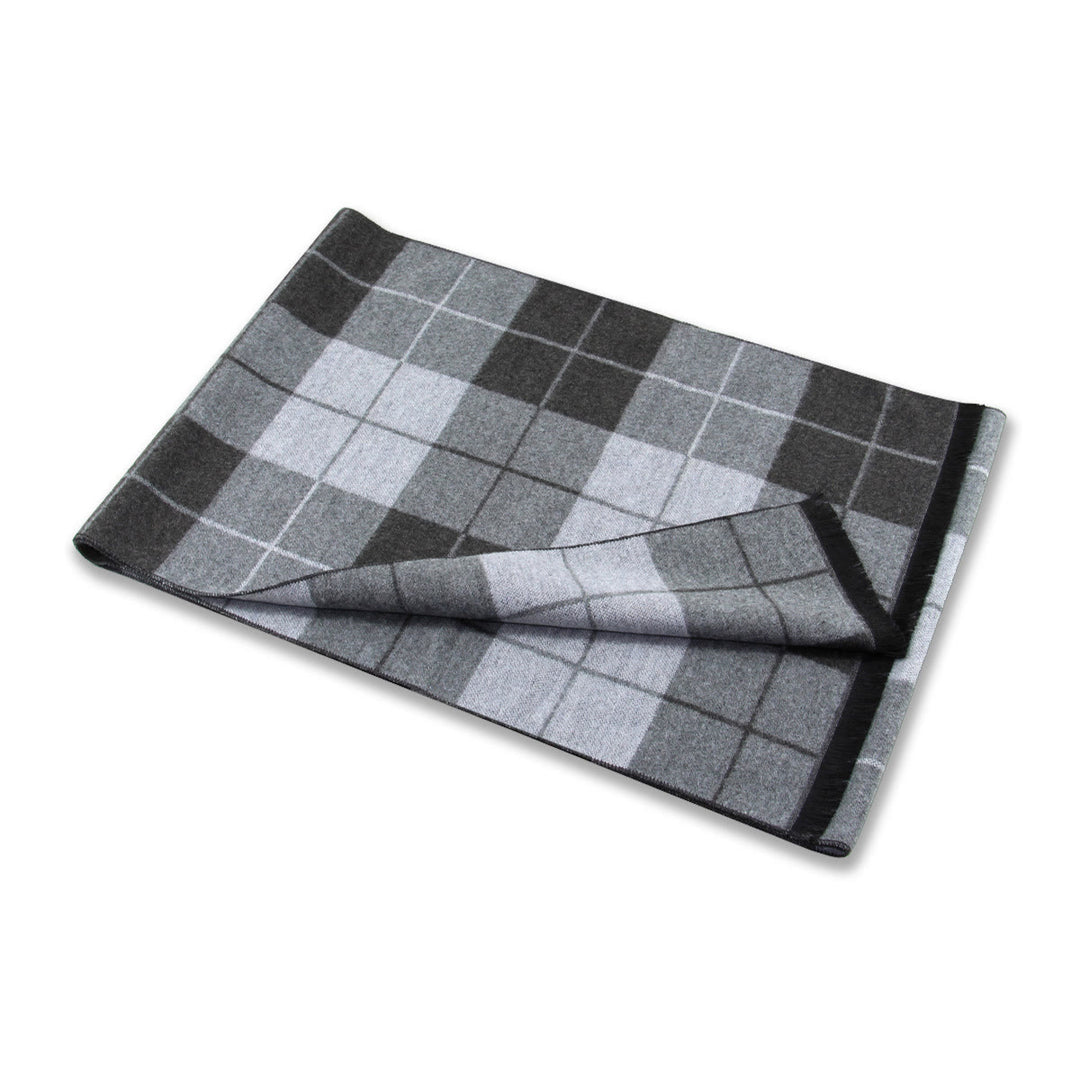 Men's Classic Plaid Tassel Warm Scarf - image 9