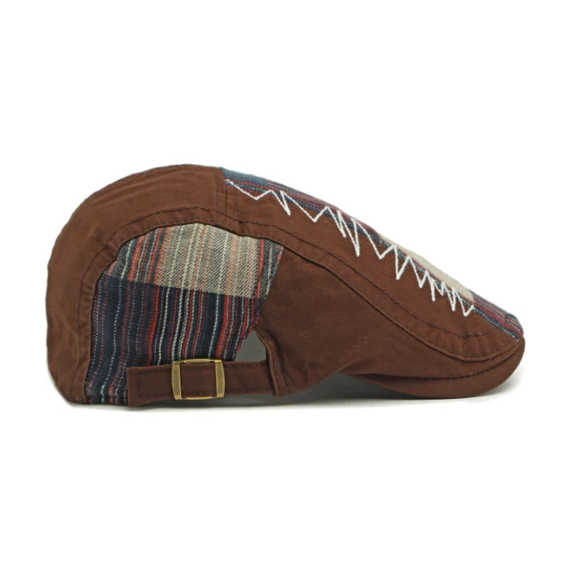 Men's Colorful Retro Patchwork Winter Beret Hat - image 3