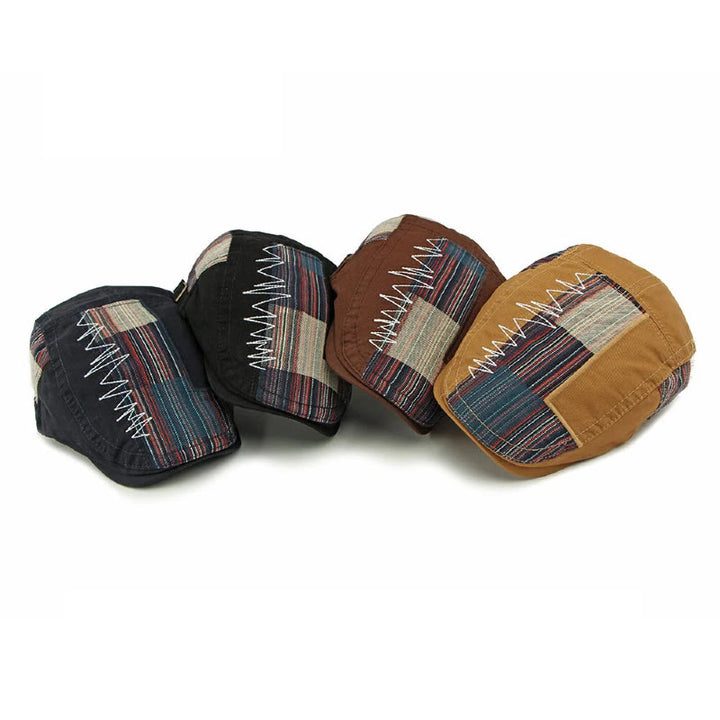 Men's Colorful Retro Patchwork Winter Beret Hat - image 7