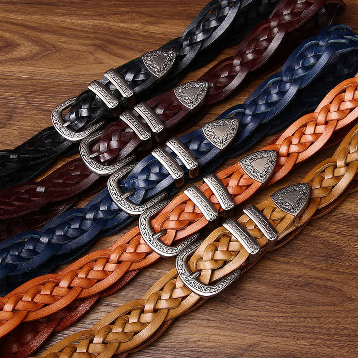 Rustic Charm Handwoven Braided Casual Leather Belt - image 1
