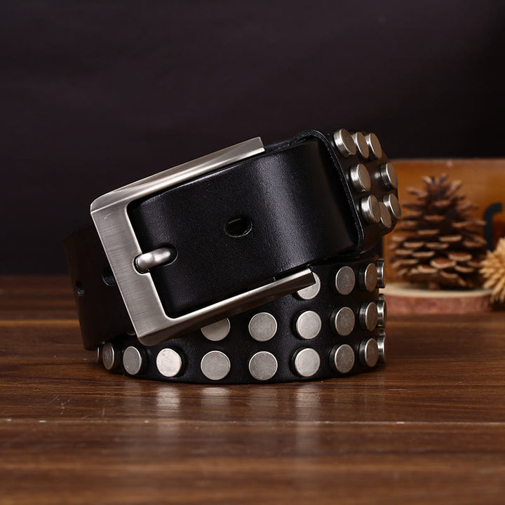 Bold High-Quality Rivet-Adorned Buckle Leather Belt - image 2