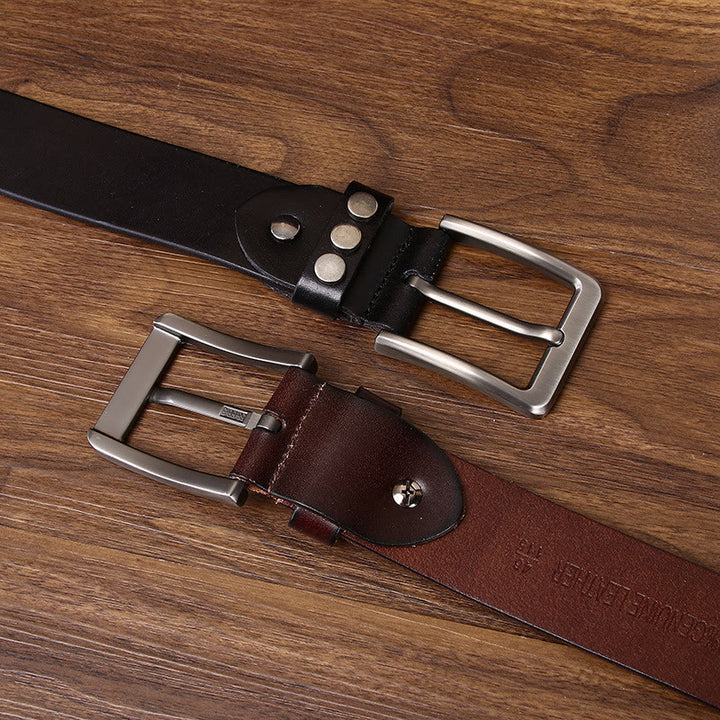 Premium Square and Circular Metal Accent Leather Belt - image 8
