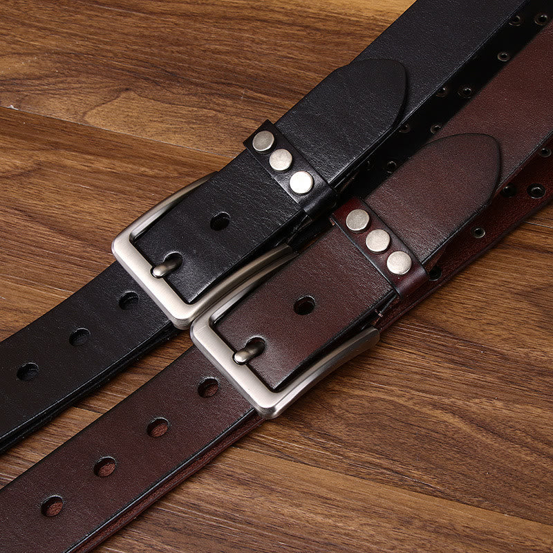 Premium Square and Circular Metal Accent Leather Belt - image 7