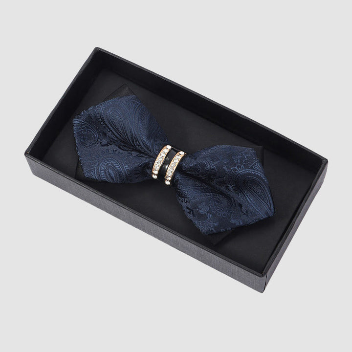 Men's Paisley Pattern Decorative Buckle Formal Bow Tie - Blue - image 0