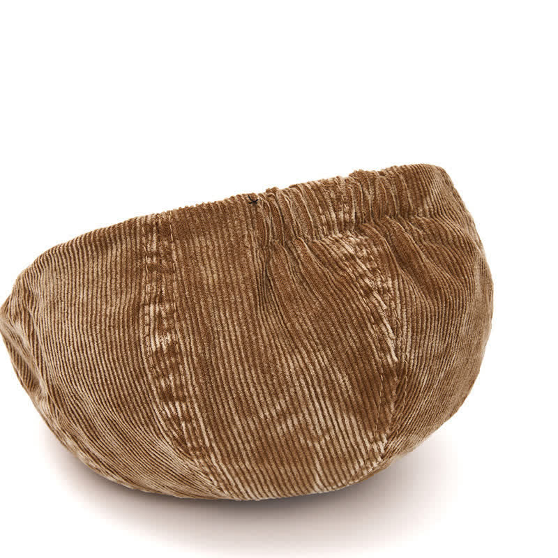 Retro-Inspired Solid Color Corduroy Newsboy Beret Hat - image 3