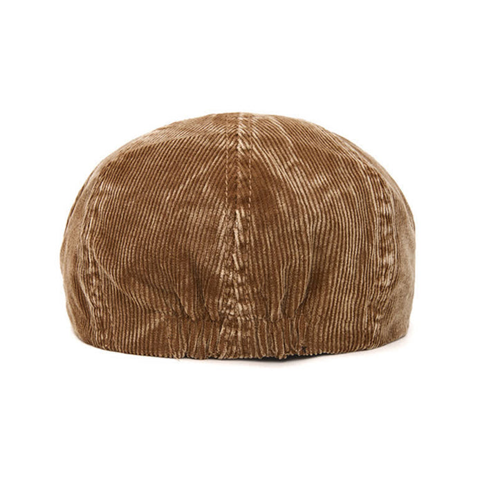 Retro-Inspired Solid Color Corduroy Newsboy Beret Hat - image 6