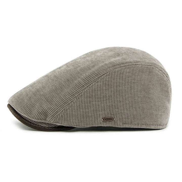 Modern Contrasting Brim Corduroy Flat Top Beret Hat - image 4