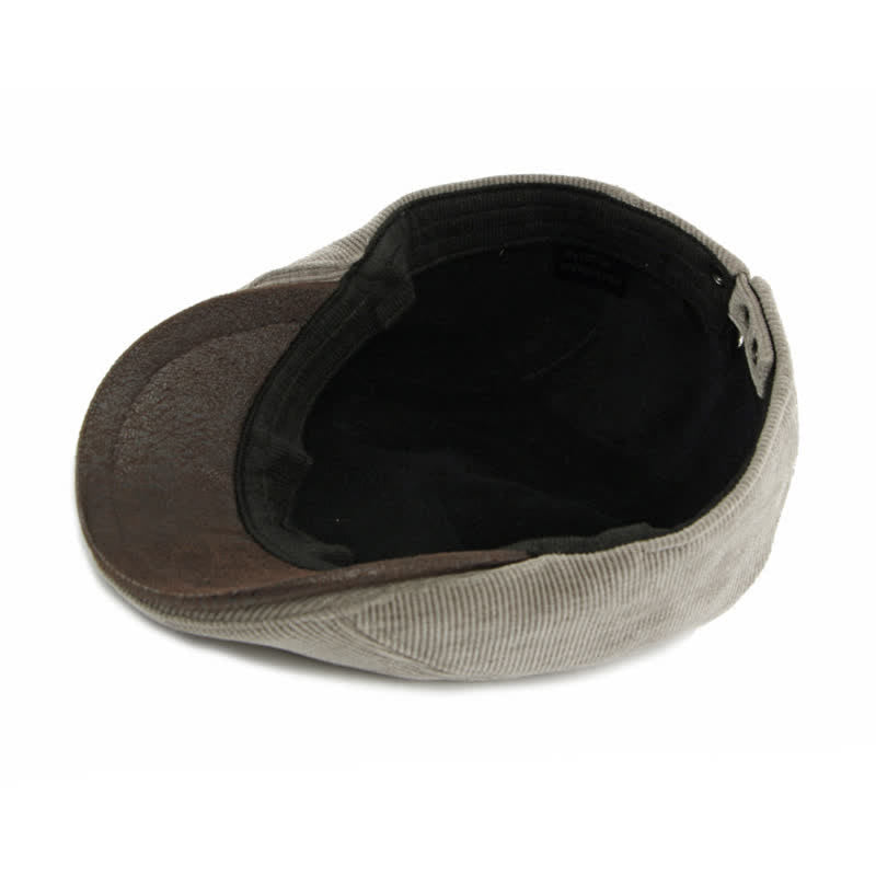Modern Contrasting Brim Corduroy Flat Top Beret Hat - image 8