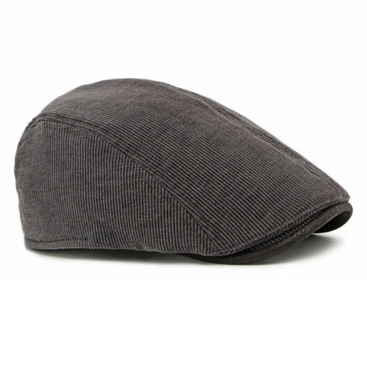 Modern Contrasting Brim Corduroy Flat Top Beret Hat - image 10