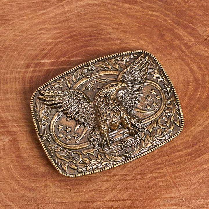 Men's Vintage Bronze 3D Eagle Buckle Leather Belt - Bronze - Without Belt - Not Included Belt - image 0