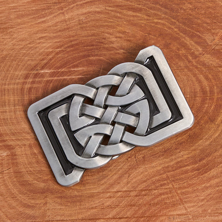 Celtic Knot Style Metal Buckle Leather Belt - image 1