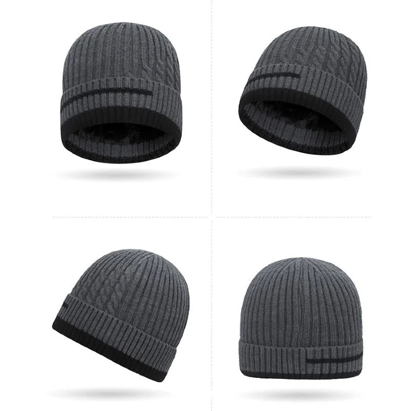 2Pcs Warm Fleece-Lined Gradient Knit Beanie and Neck Gaiter Set - image 1