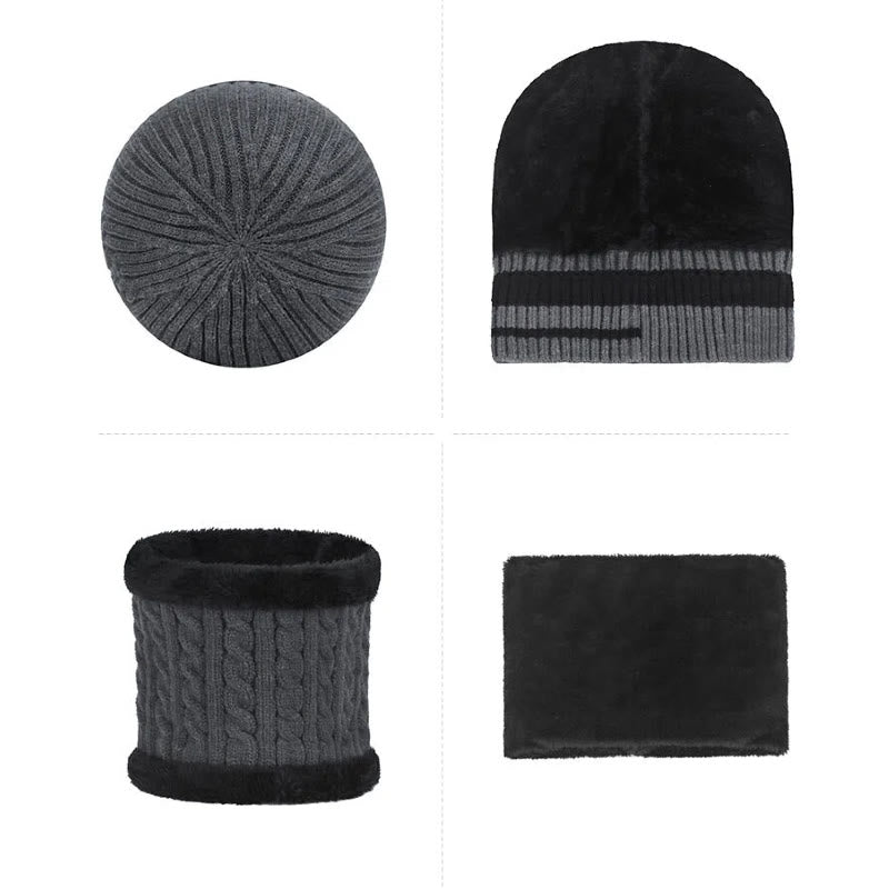 2Pcs Warm Fleece-Lined Gradient Knit Beanie and Neck Gaiter Set - image 3