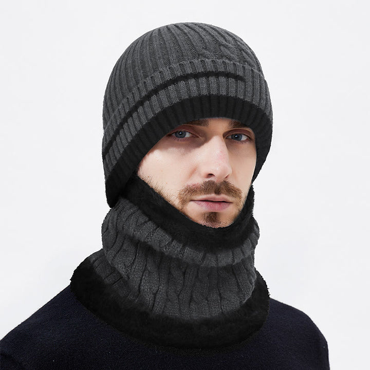 2Pcs Warm Fleece-Lined Gradient Knit Beanie and Neck Gaiter Set - Grey - Adjustable (21 5/8"-23 5/8") - image 0