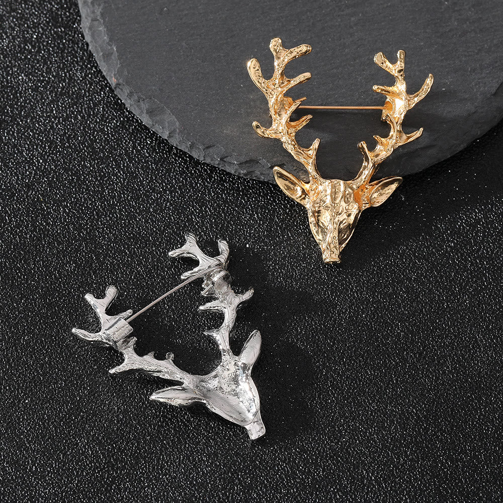 Modern Minimalist Geometric Faceted Dual-Tone Elk Brooch - Style #1 - image 1