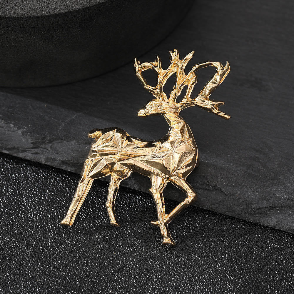 Modern Minimalist Geometric Faceted Dual-Tone Elk Brooch - Style #1 - image 1