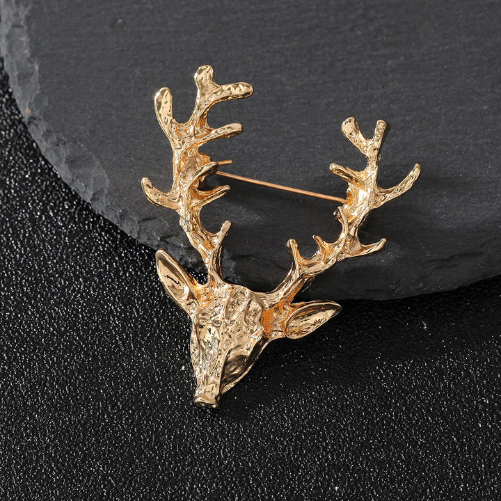 Modern Minimalist Geometric Faceted Dual-Tone Elk Brooch - Style #3 - image 3