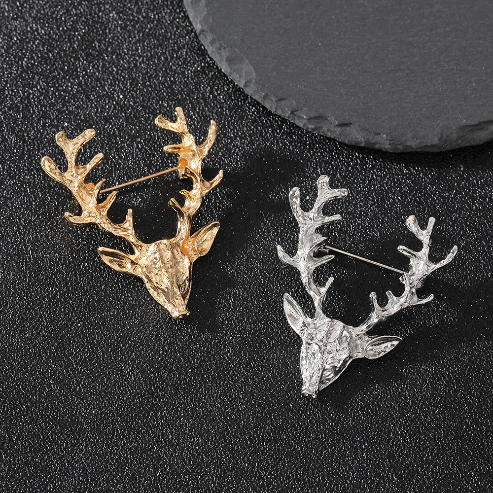 Modern Minimalist Geometric Faceted Dual-Tone Elk Brooch - image 8