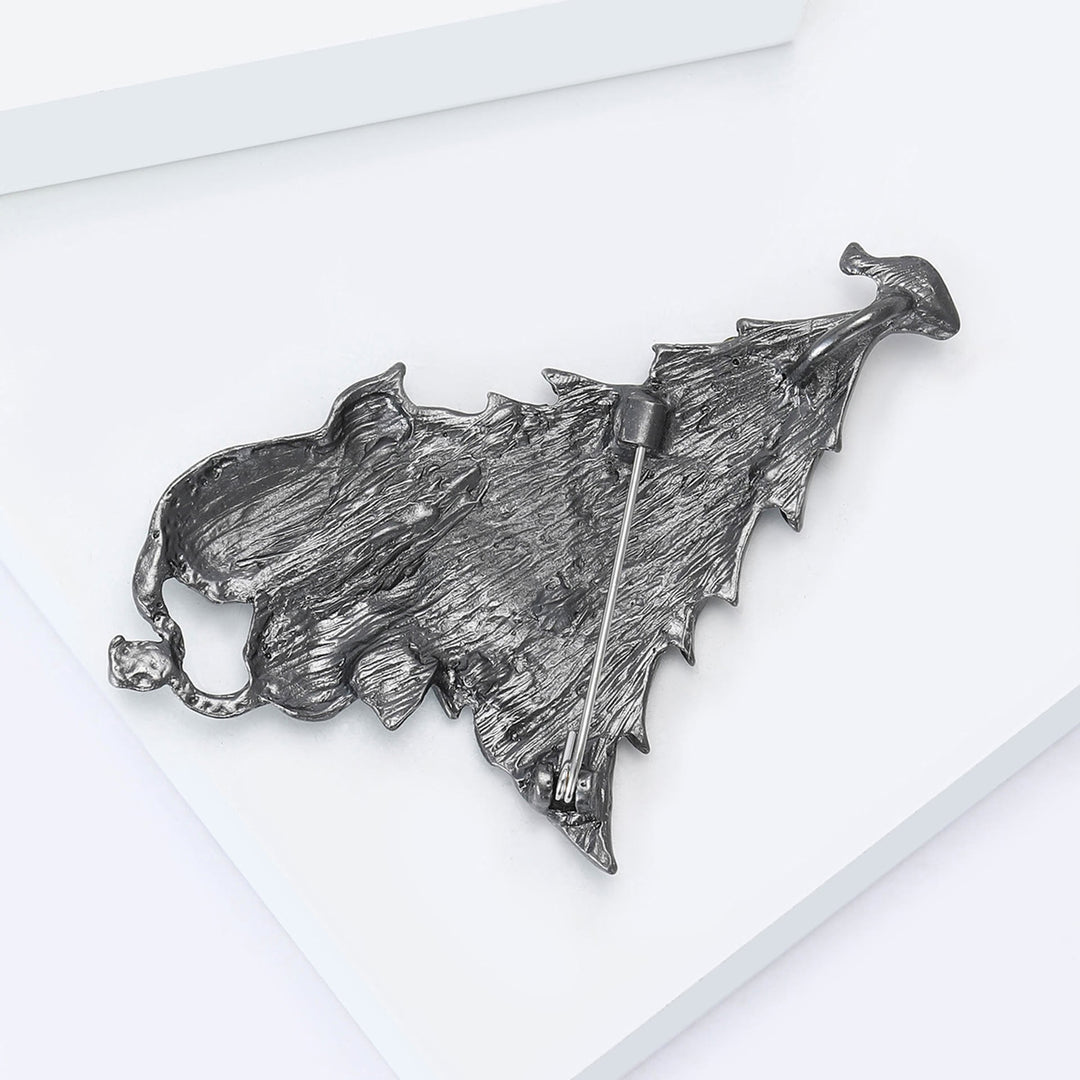 Festive Enamel Christmas Tree with Cat and Fish Dual-Tone Brooch - image 11